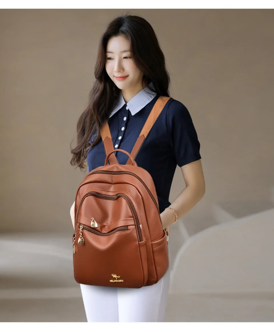 Stylish Leather Backpack for Women | Spacious Daily Use