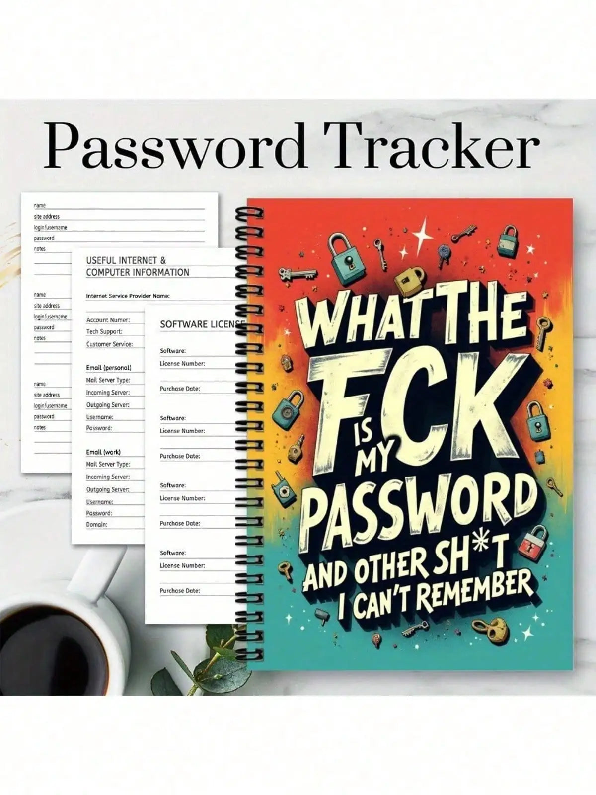 Spiral Password Notebook | Secure Internet Login Keeper