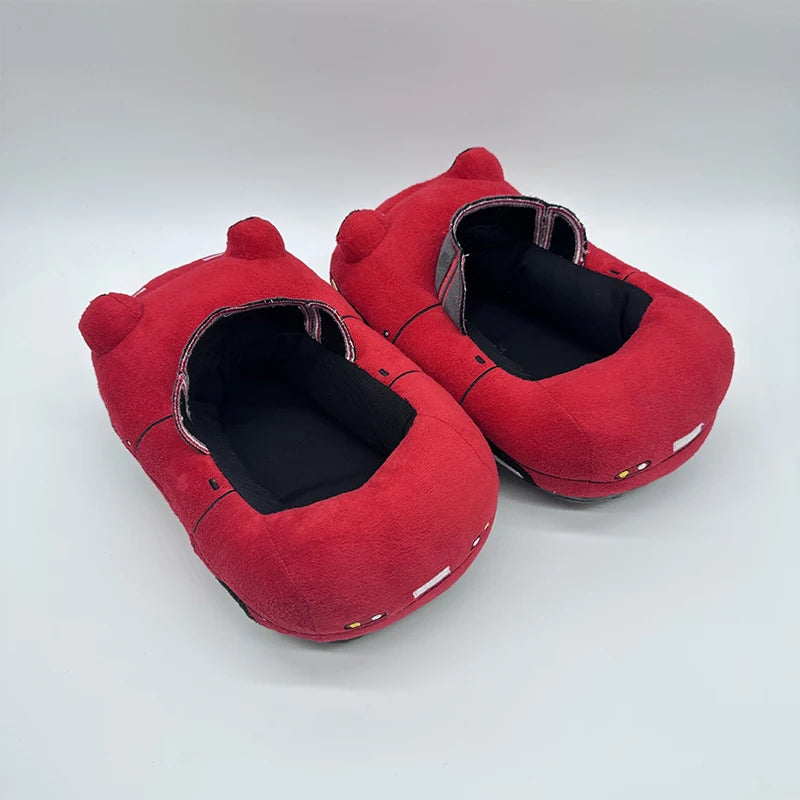 Fun Red Car Plush Slippers | Cozy Vehicle Shape House Shoes