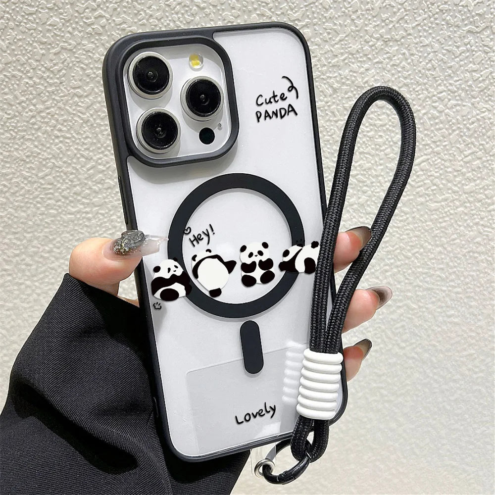 Funda de teléfono de lujo pintada de panda | Cubierta protectora a prueba de golpes