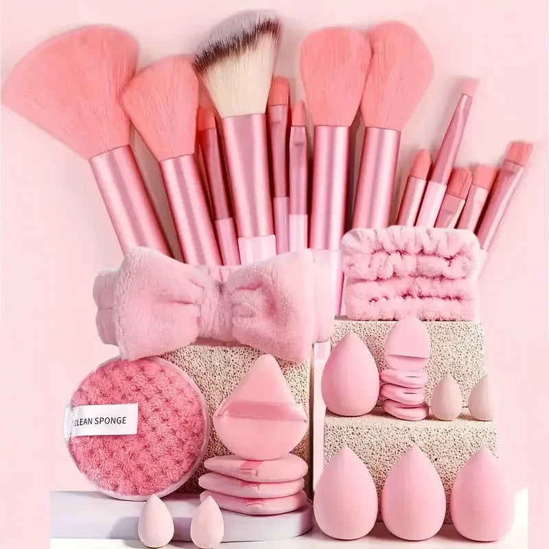20/40PCS Pink Makeup Brush Set | Complete Soft Wool Fiber Brushes with Beauty Blender for Full Face Makeup 2026