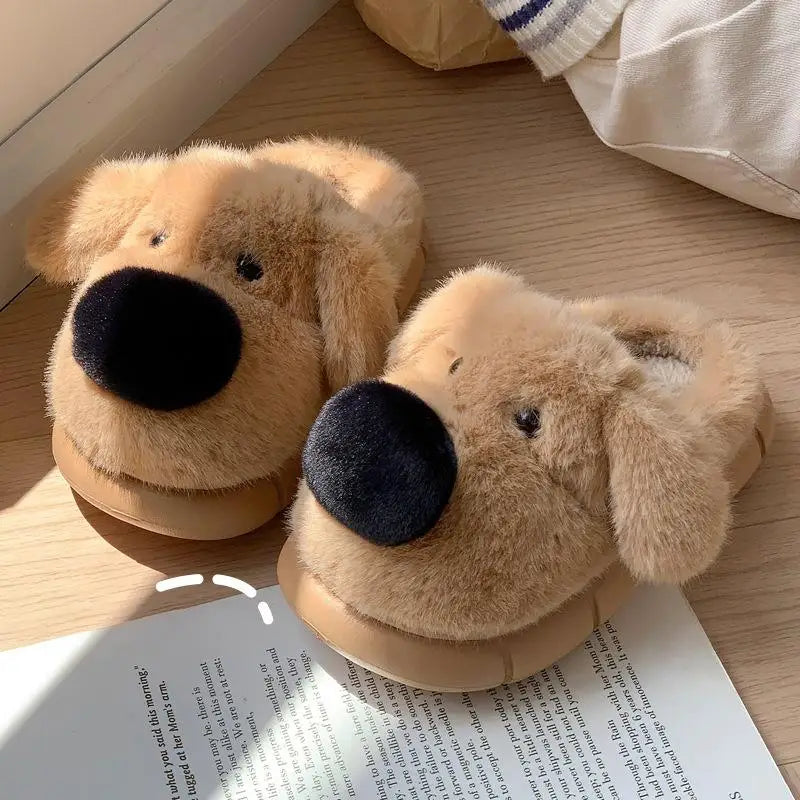 Children's Cartoon Puppy Plush Slippers | Cozy Warm Home Slides