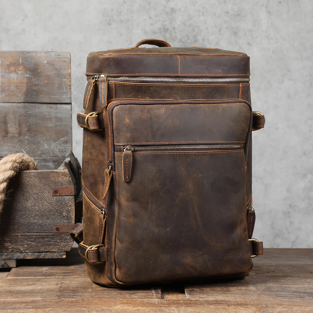Vintage Genuine Leather Backpack | Stylish Outdoor Travel Bag