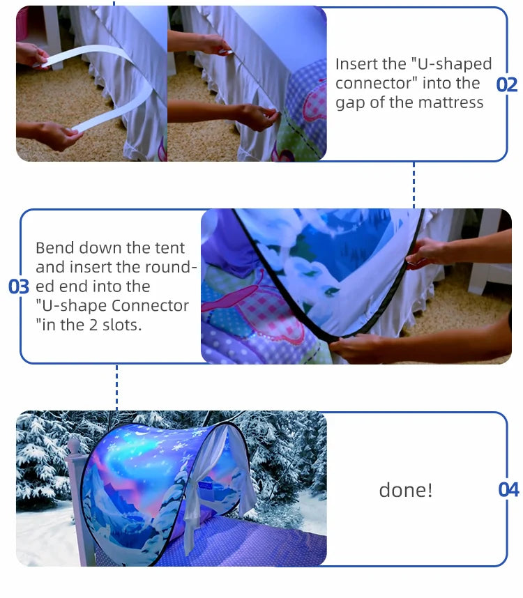 Dream Tent with Light Show for Kids | Foldable Bed Tent