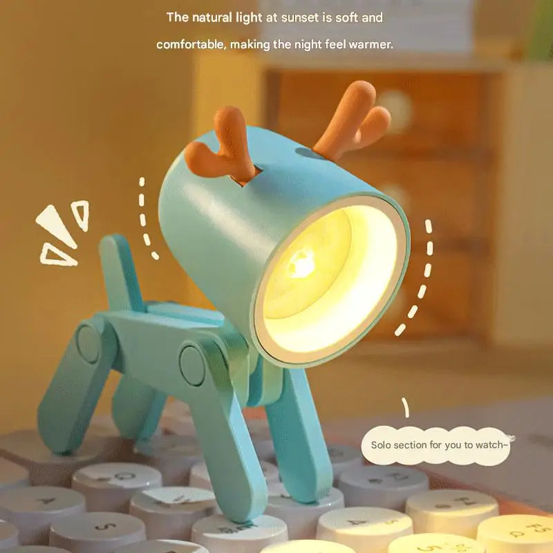 Adorable Mini Lámpara de Noche de Cachorro Manchado | Bonito Regalo de Lámpara de Escritorio