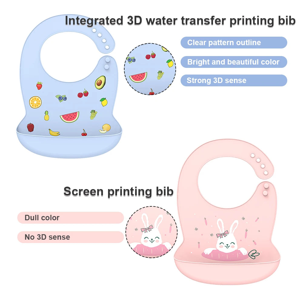 Waterproof Silicone Baby Bibs | Adjustable Cute Feeding Aprons
