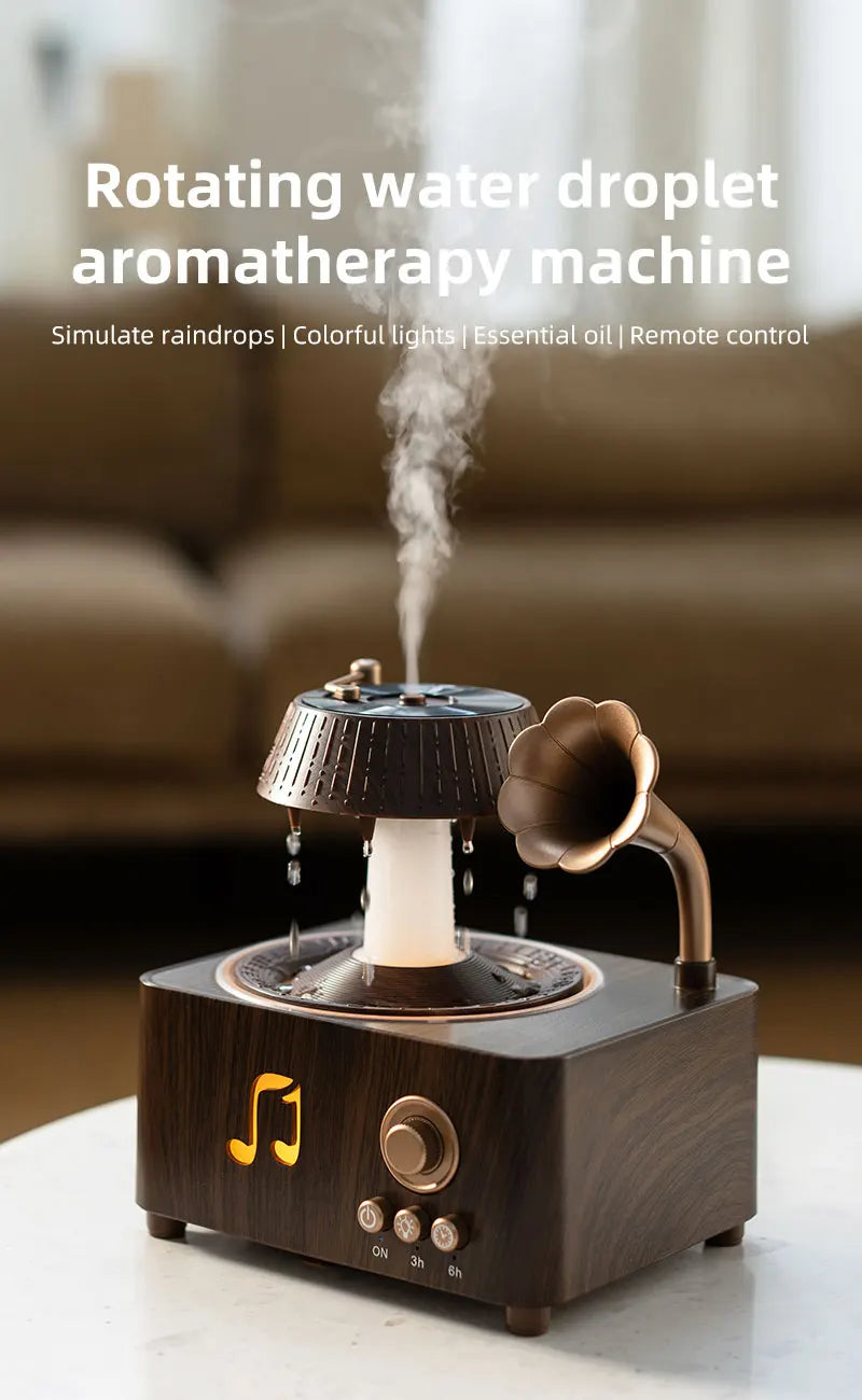 Rotating Raindrop Humidifier | Retro Aroma Diffuser with Lights
