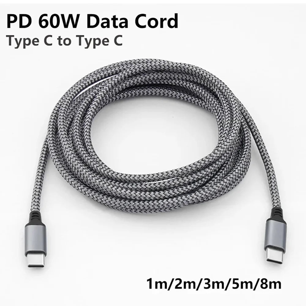 60W USB C to Type C Fast Charger Cable | Durable Braided Design