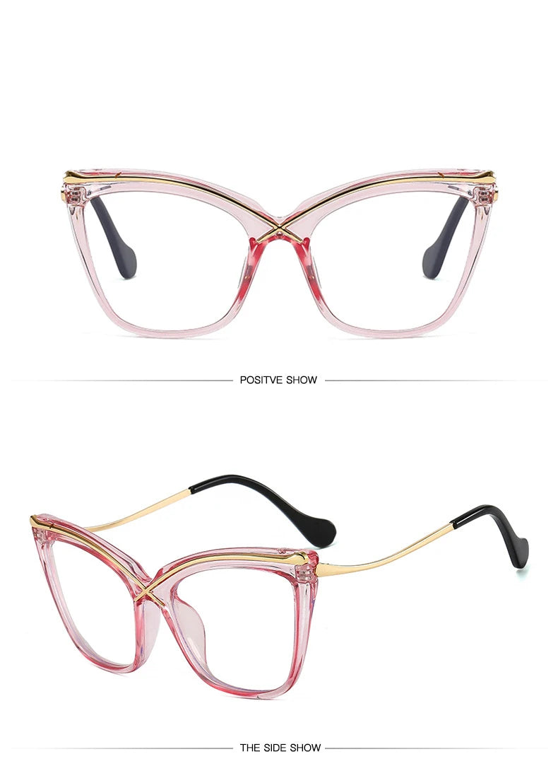 Trendy Oversized Cat Eye Eyeglasses | Vintage Blue Light Blockers