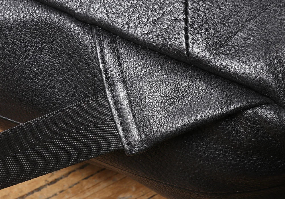 Men's Genuine Leather Double-Shoulder Backpack | Large Laptop Travel Bag