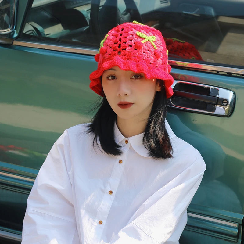 Women's Flower Crochet Bucket Hat | Handmade Spring Summer Style