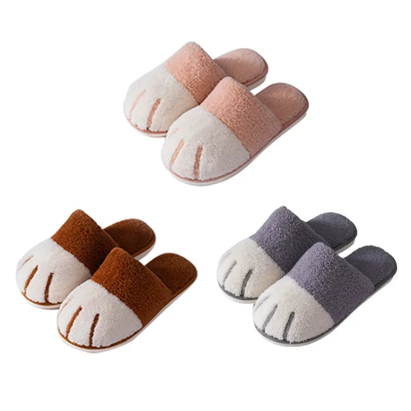 Pantuflas afelpadas de pata de gato para mujer | Zapatillas cómodas de invierno para interiores