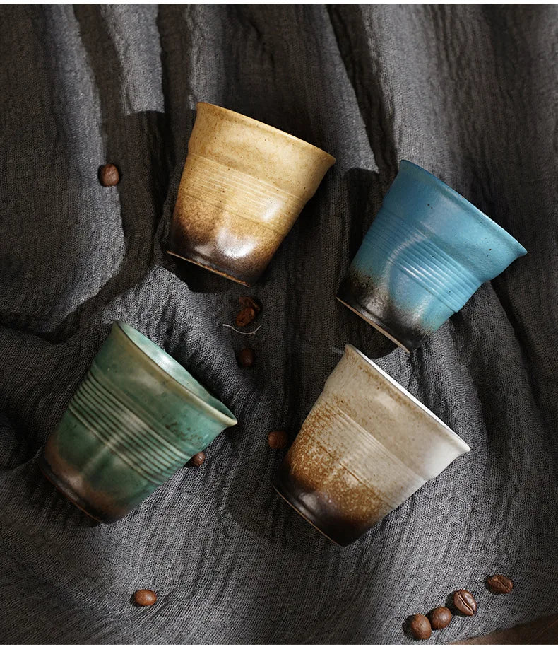 Creative Japanese Retro Ceramic Coffee Mugs | Stylish Latte Cups