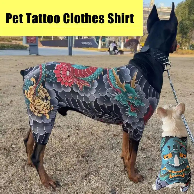 Breathable Pet Tattoo Vest | Trendy Dog & Cat T-Shirt for All Seasons