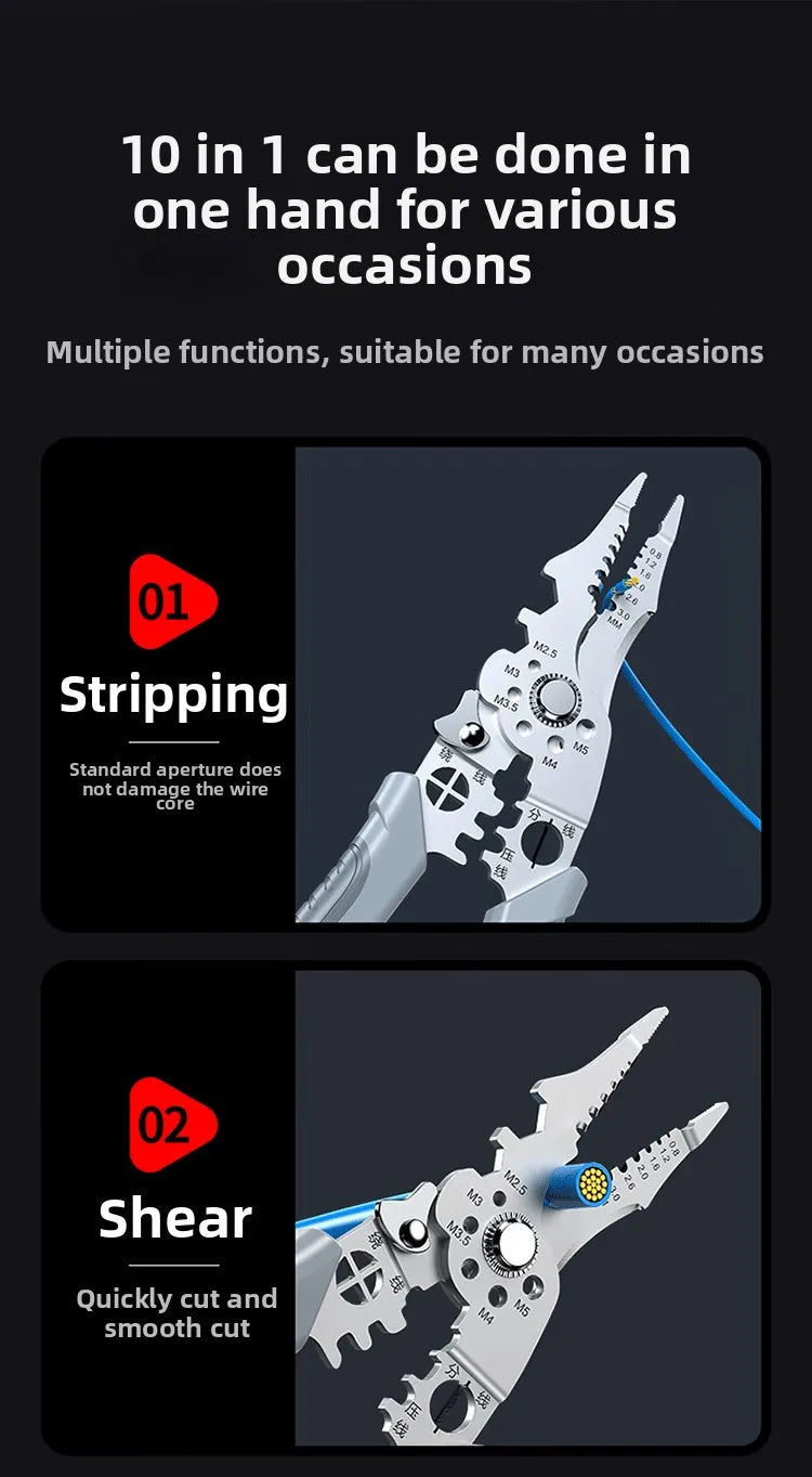 8.5 Inch Heavy Duty Multi-Functional Wire Stripper Cutter Pliers