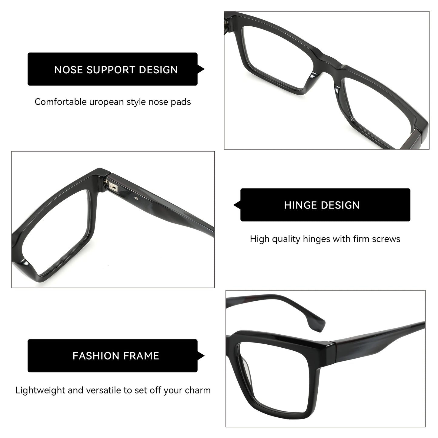 XL Acetate Square Glasses | Photochromic Multifocal Eyewear 2026