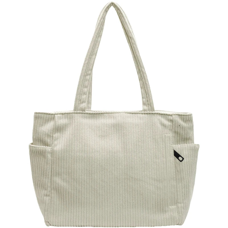 Trendy Multi-Functional Corduroy Tote Bag | Casual Everyday Use