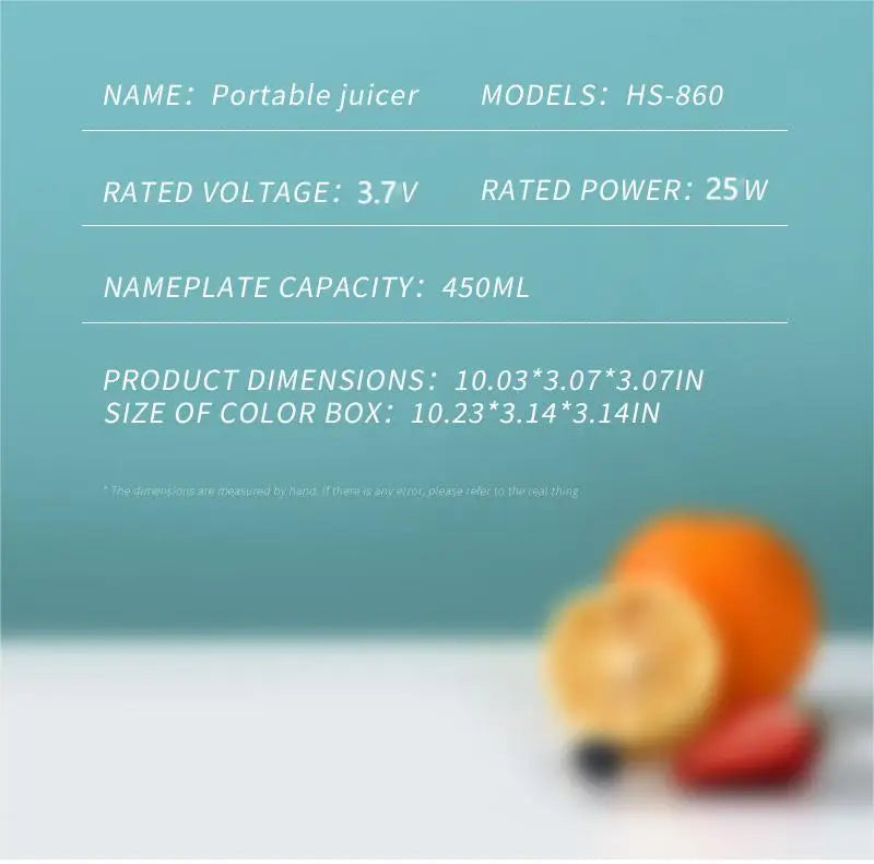 Portable Fruit Juicer | USB Rechargeable Blender for Smoothies