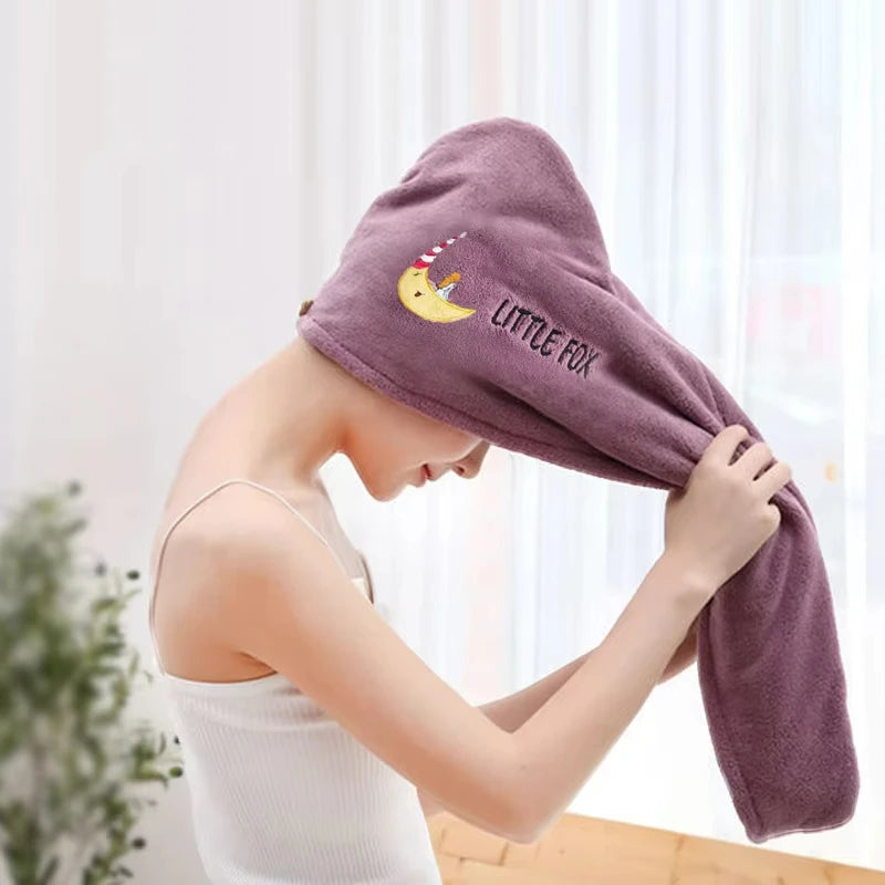 Soft Microfiber Dry Hair Towel | Quick-Dry Embroidered Shower Wrap