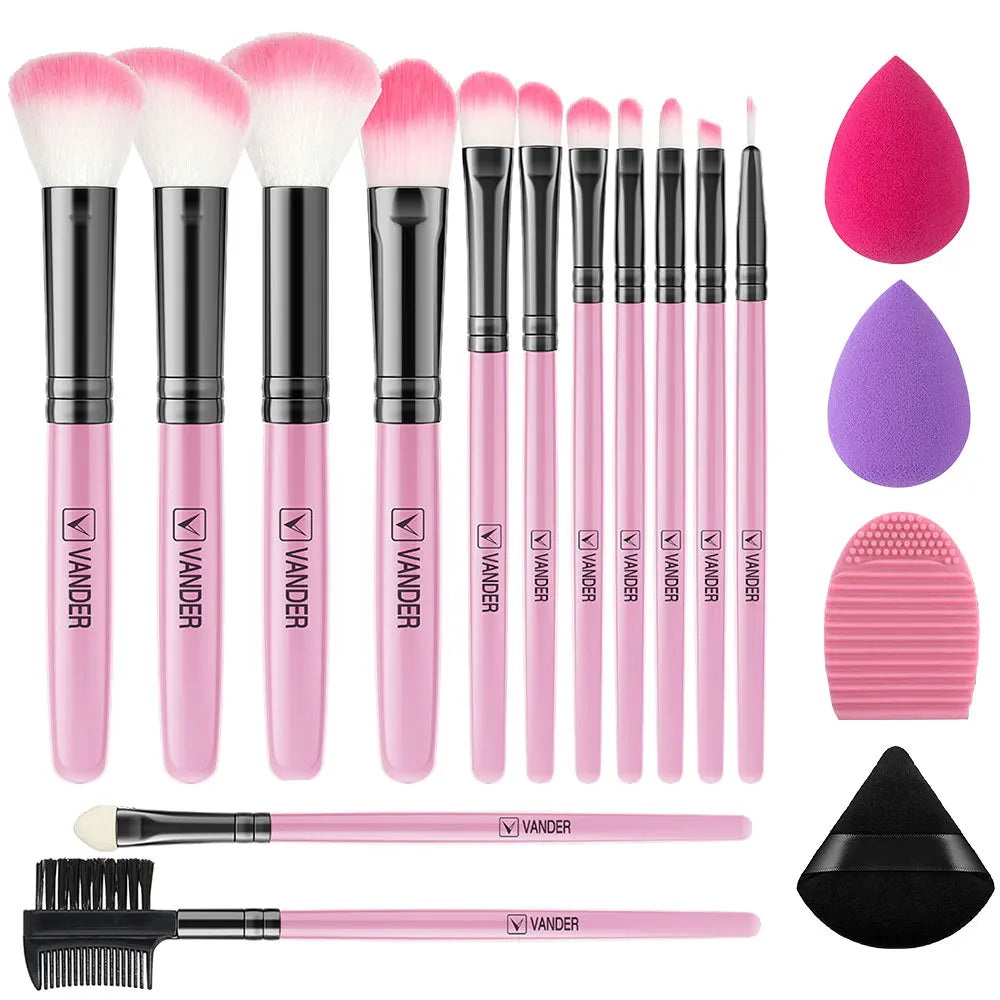 13 Piece Makeup Brushes & Sponges Set | Soft Synthetic Beauty Tools