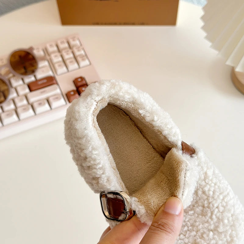 Kids' Warm Plush Flat Winter Shoes | Non-Slip Fashion Footwear