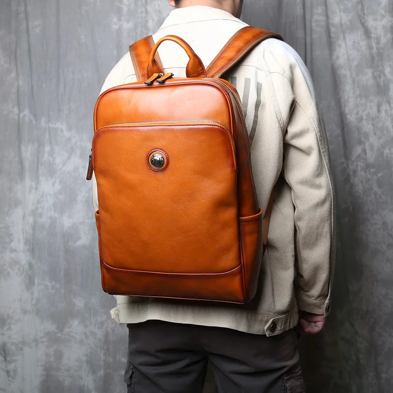 Vintage Leather Backpack | Large Capacity Casual Computer Bag
