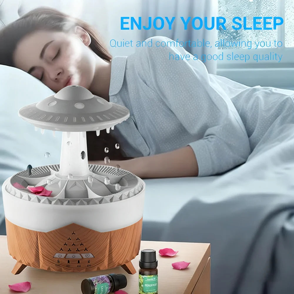Simulated Raindrop Air Humidifier | Essential Oil Diffuser with Lights