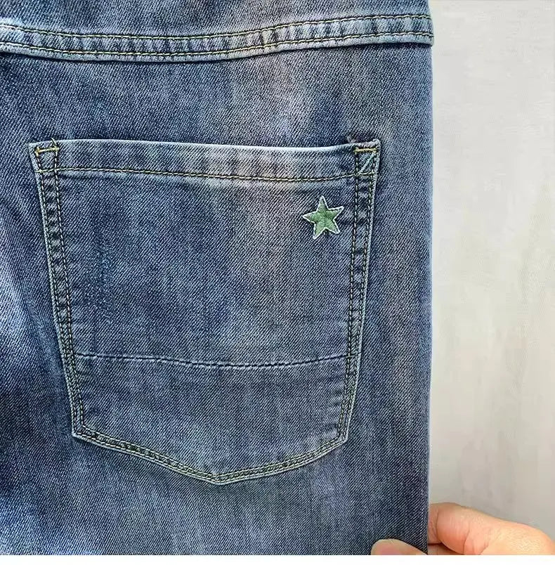 Trendy Men's Cropped Jeans | Casual Loose Fit Denim Pants