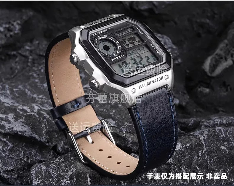 Retro Genuine Leather Watchband | Vintage Men's Bracelet 18MM