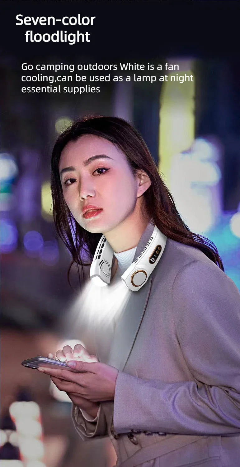 Portable Hands-Free Neck Fan with LED Cooling Plates | USB Rechargeable