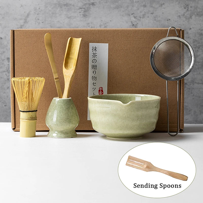 Juego completo de té Matcha con batidor de bambú y accesorios