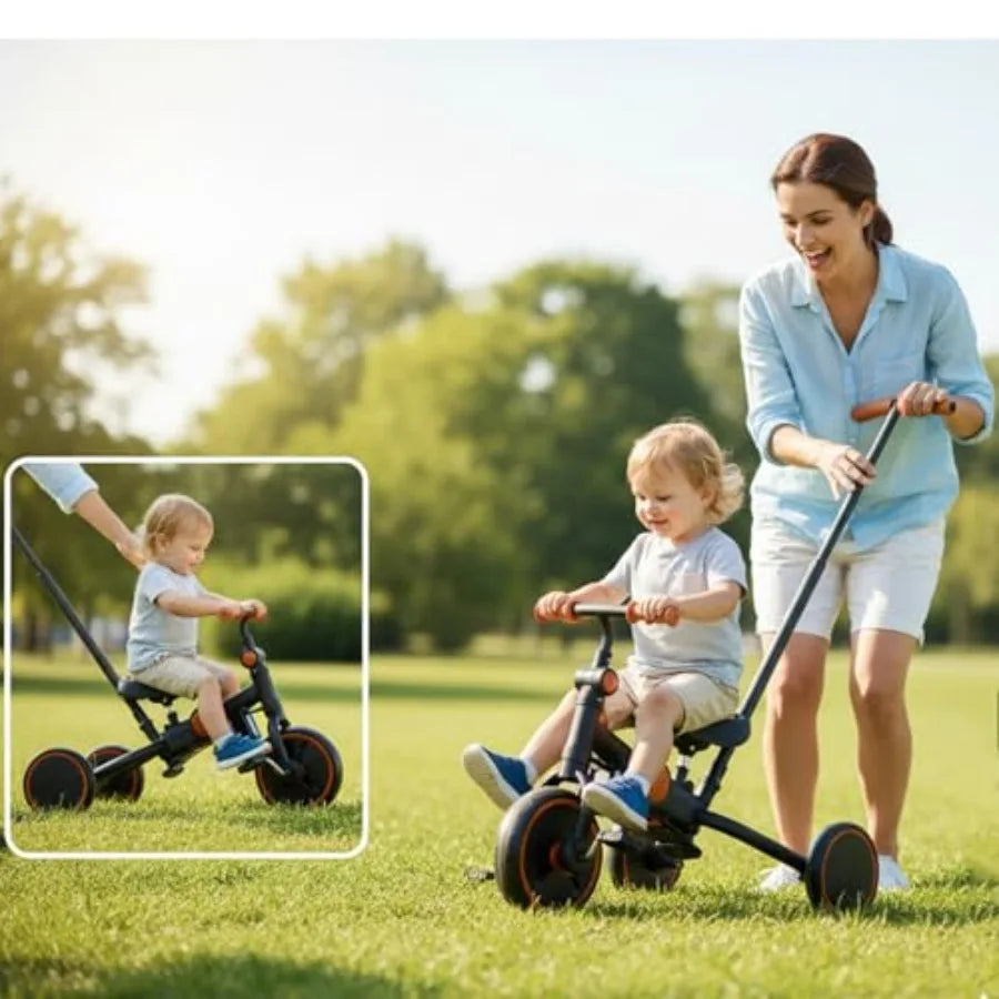 Foldable 8-in-1 Toddler Tricycle with Canopy | Ideal Gift