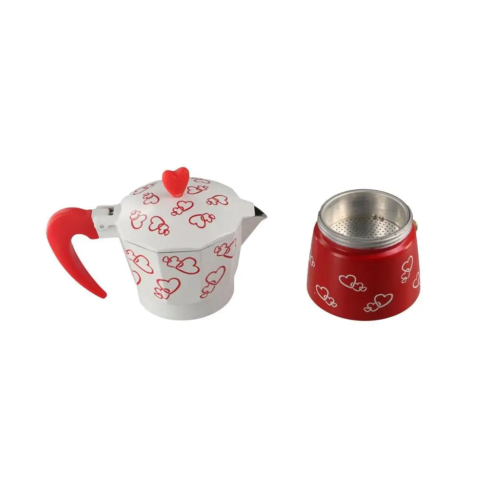 Personalized Heart Pattern Aluminum Mocha Pot | Classic Coffee Maker