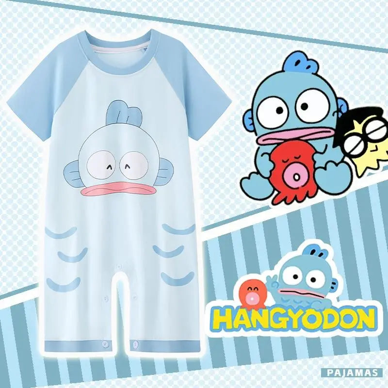 Kids' Cute Cartoon Loungewear One-Piece Pajamas for Summer