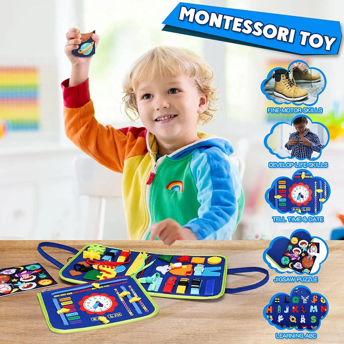 Montessori Busy Board | Toddler Sensory Activity for Skill Development