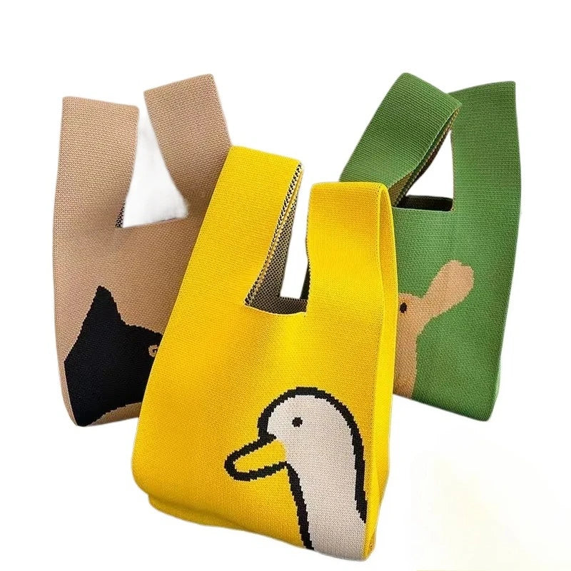 Handmade Mini Knitted Tote Bags | Portable Spring Summer Handbags