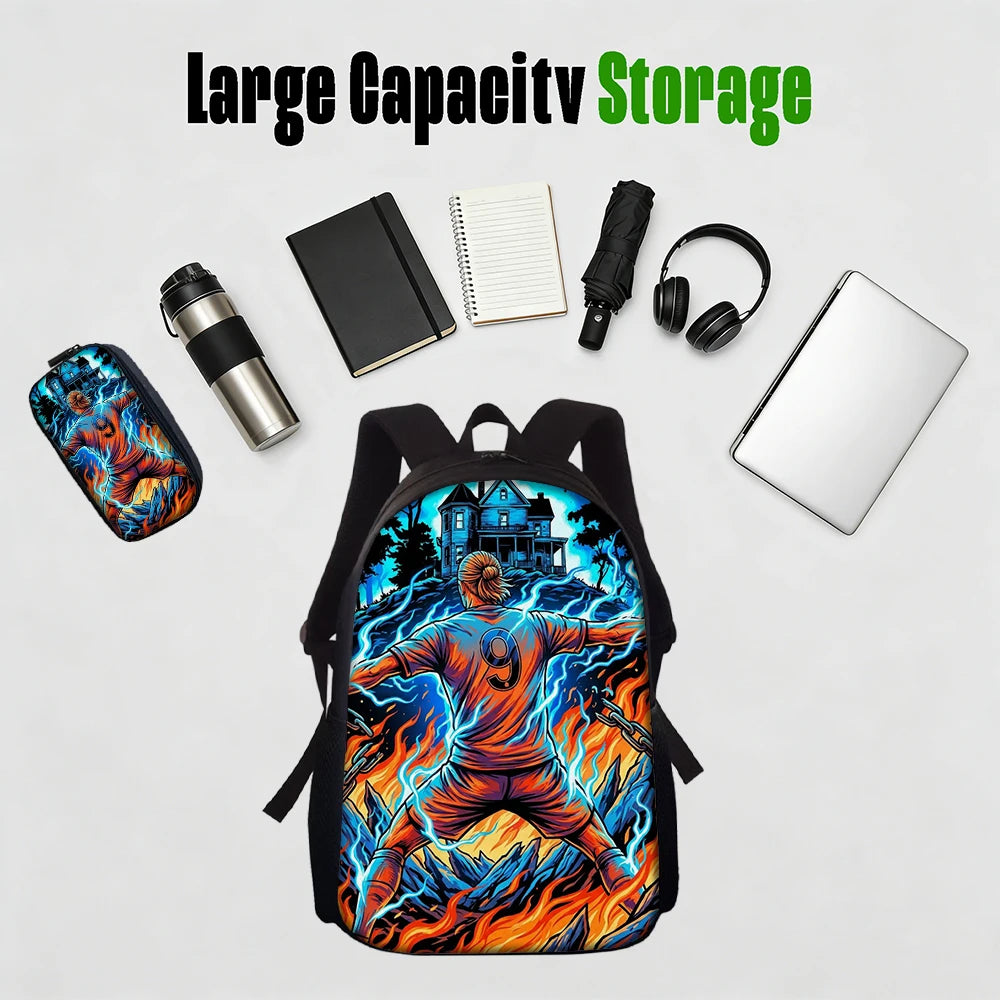 Large-Capacity Soccer Star Pattern Backpack Set | Casual Style