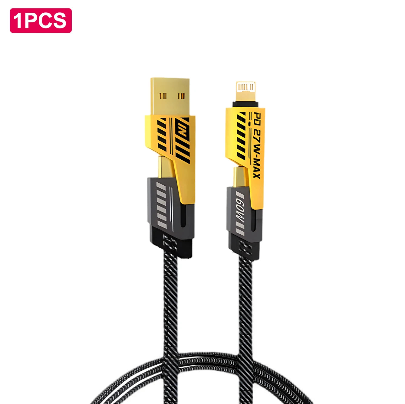 4-in-1 1-2PCS 1M 65W Type C USB Fast Charging Cable For iPhone 15 14 13 12 11 Pro Max iPad PD 27W USB C Cable