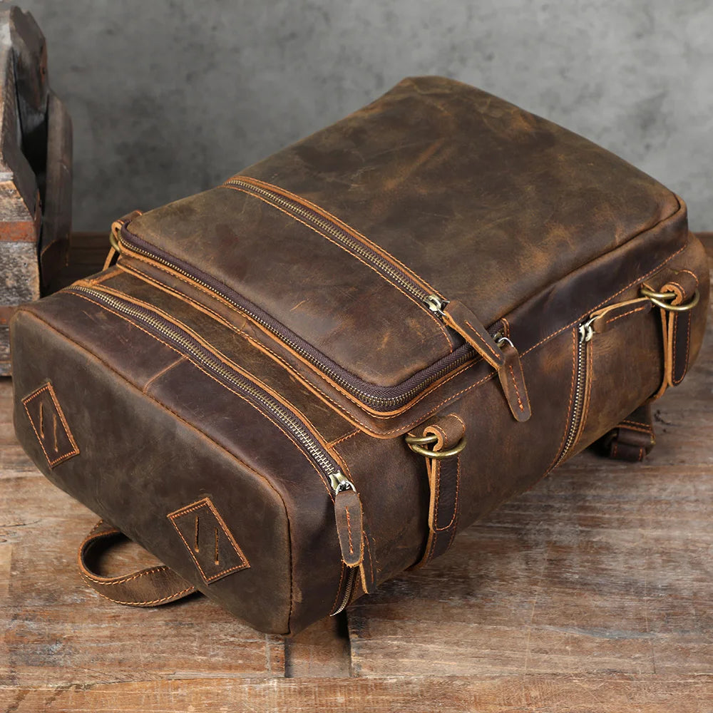Vintage Genuine Leather Backpack | Stylish Outdoor Travel Bag