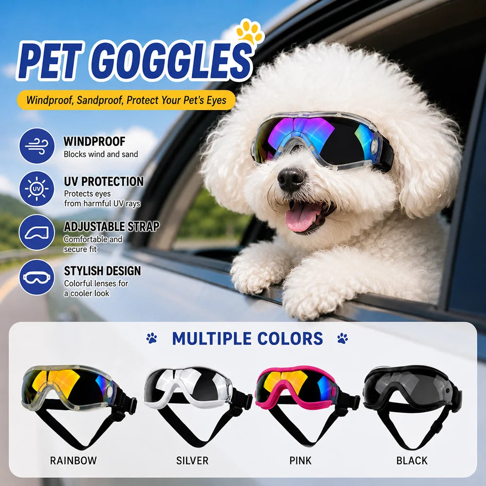 Adjustable Dog Sunglasses | UV Protection Goggles for Pets