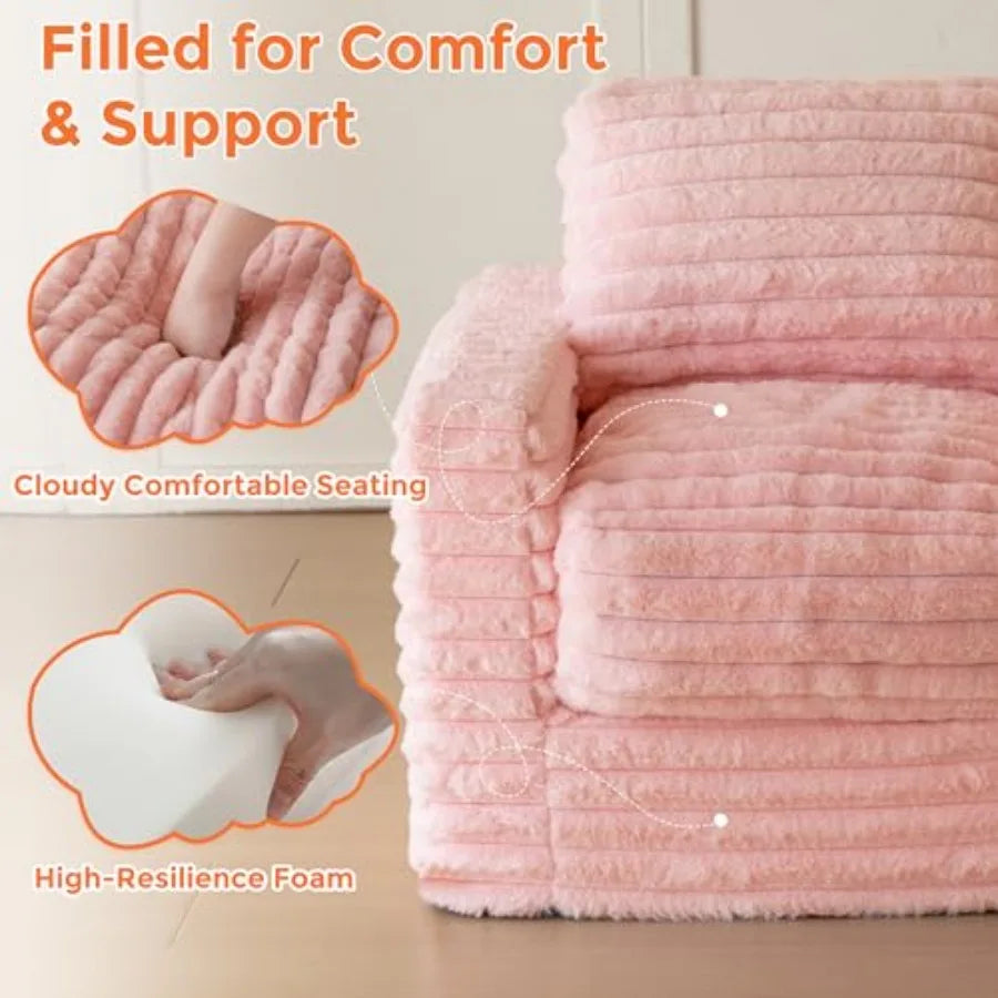 Comfy Faux Fur Bean Bag Chair | Cozy Upholstered Floor Sofa