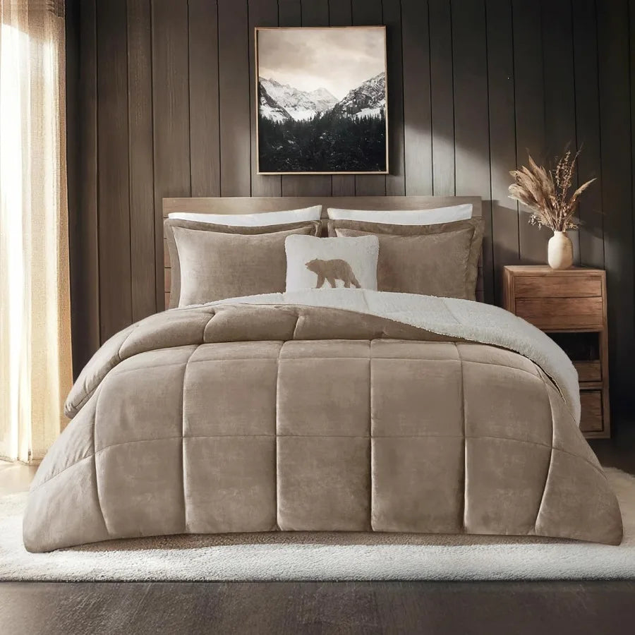 Reversible Plush Sherpa Comforter Set | Ultra Soft Winter Bedding