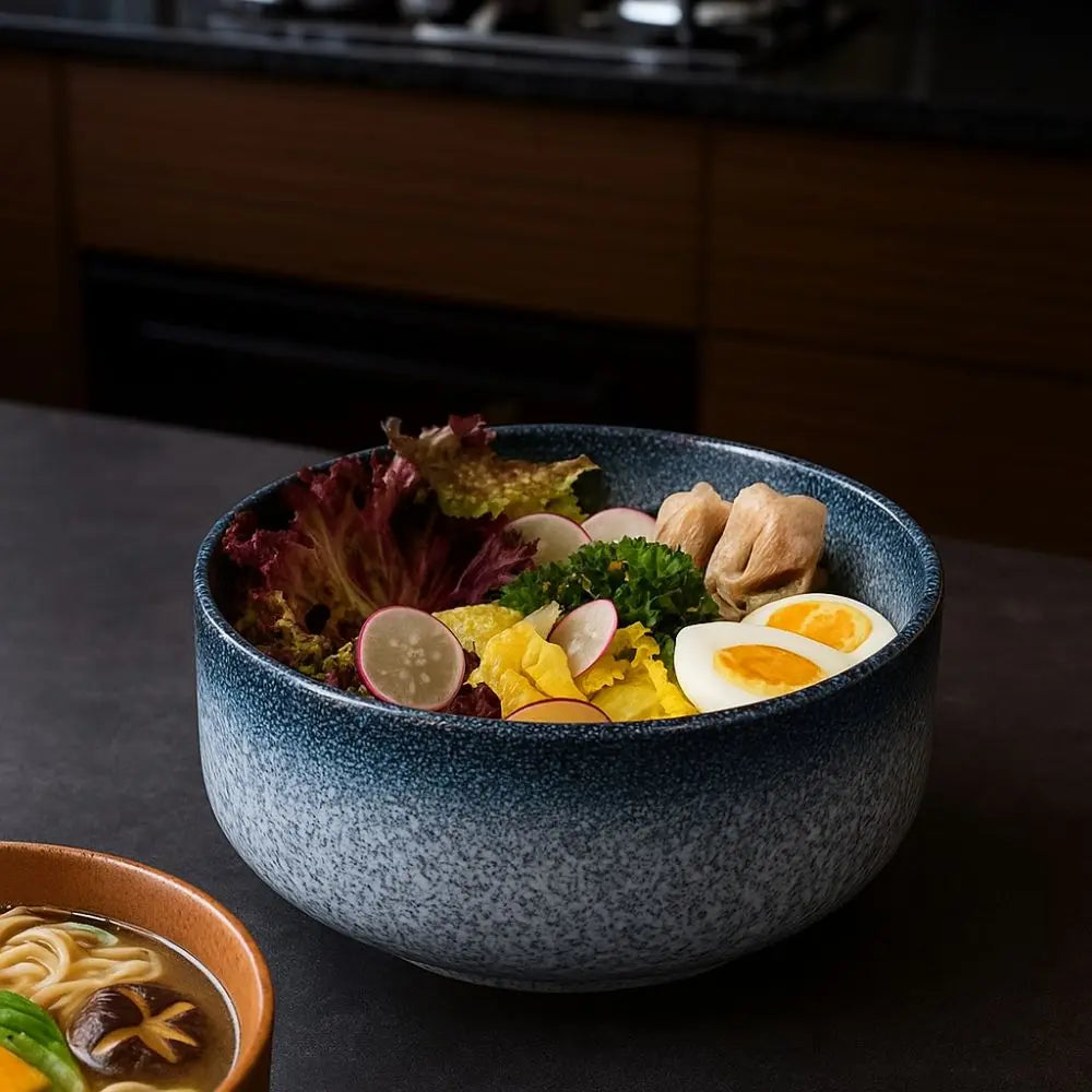 Cuenco de cerámica multifuncional estilo japonés para ramen | Cena elegante