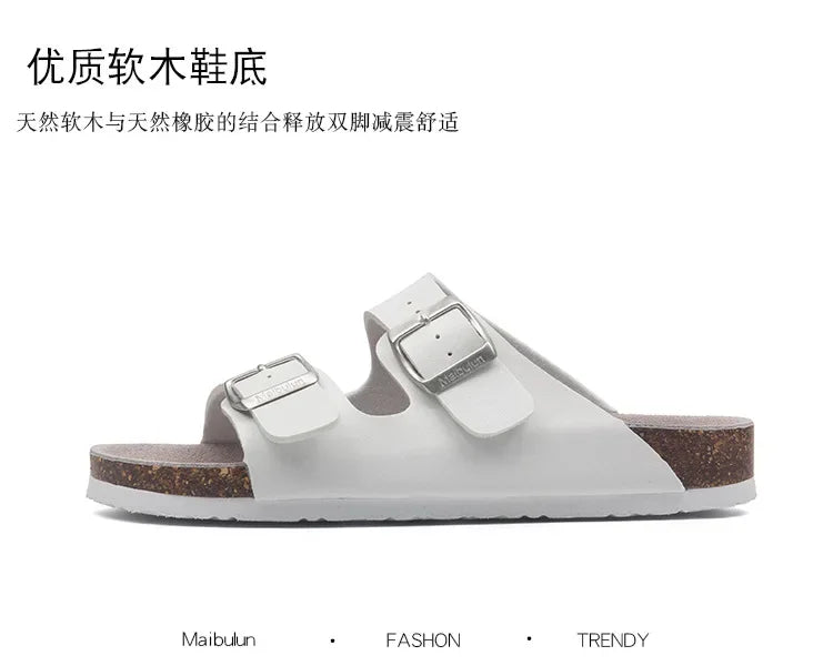 Men's Casual Buckle Cork Slippers | Comfortable Summer Footwear