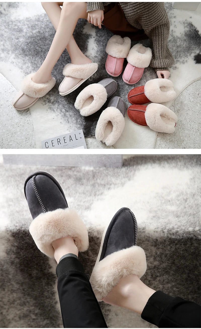 Women's Luxury Faux Suede Plush Slippers | Cozy Winter House Shoes