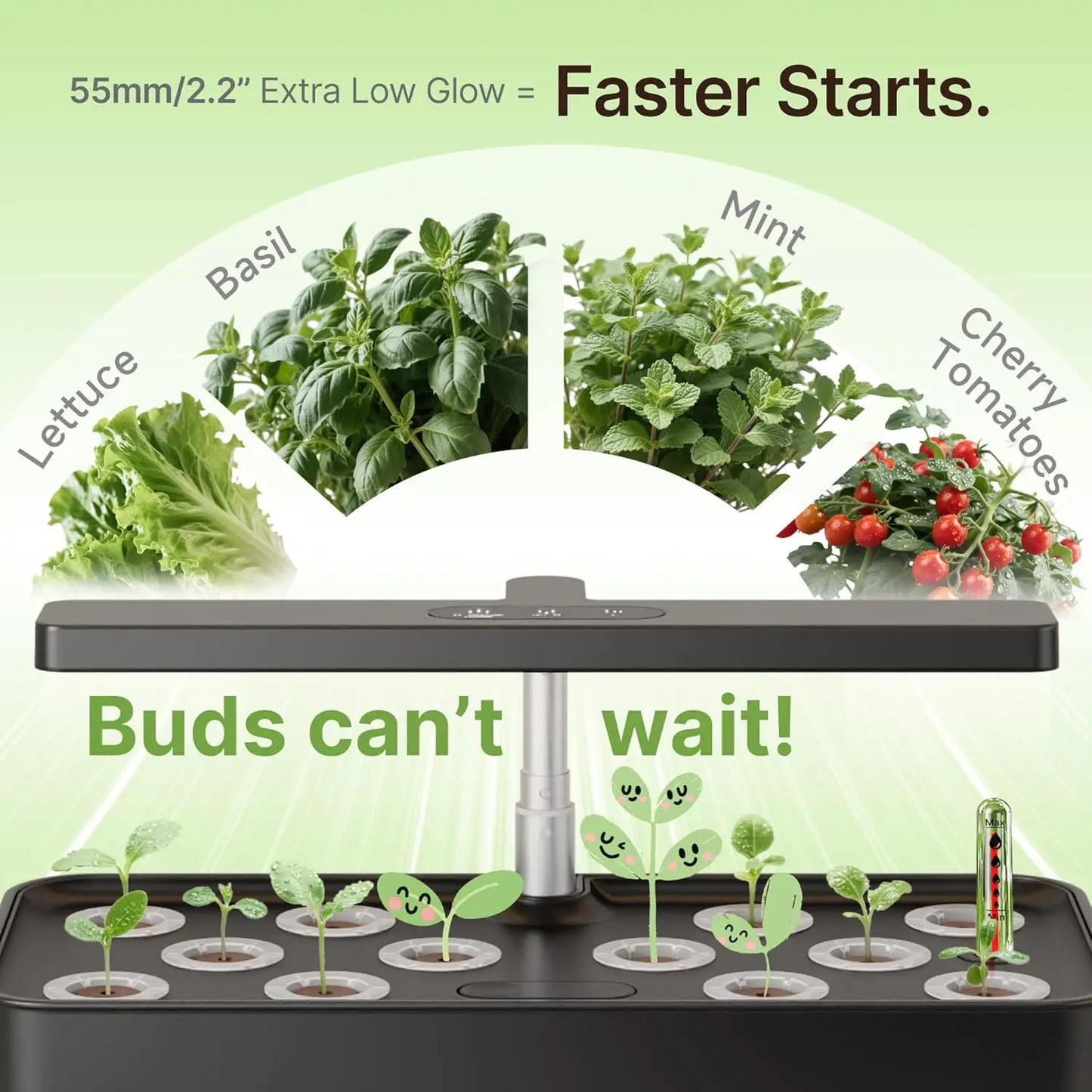 12-Pod Hydroponic Garden Kit with LED Grow Light for Indoor Herbs