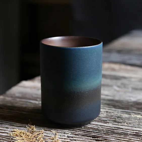 Tazas de café japonesas de gres con gradiente grande | Vajilla elegante