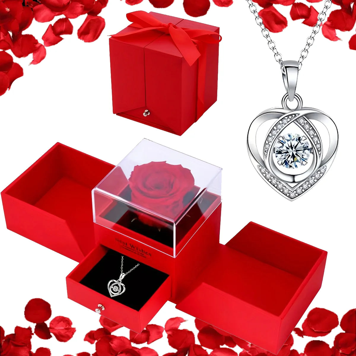 Premium Rose Soap Gift Box with MOM Pendant Necklace