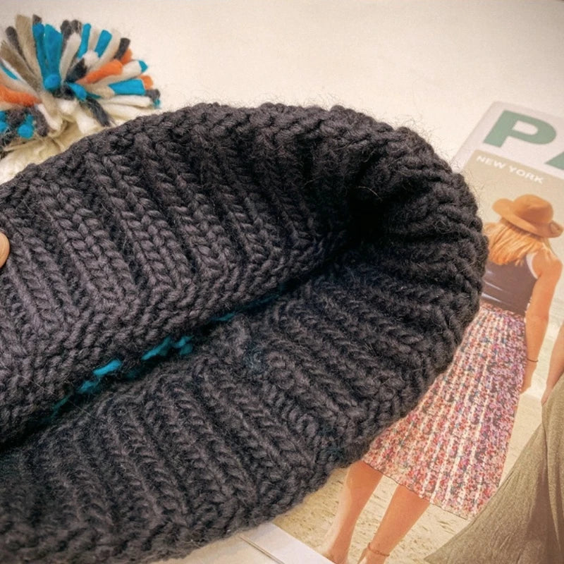 Unisex Fur Pompom Beanie Hat | Cozy Warm Knit Winter Cap