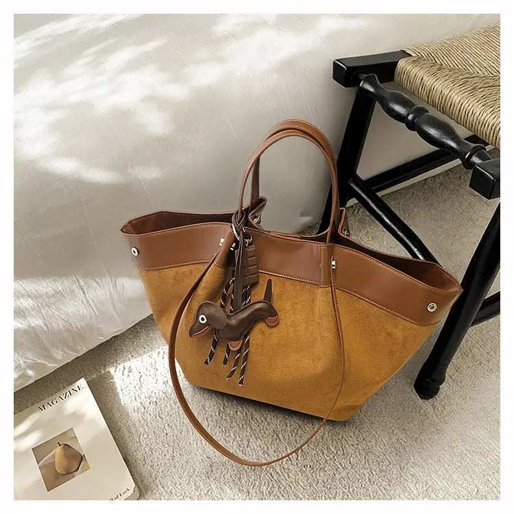 Bolso de hombro de piel suave de gamuza para mujer | Estilo casual de lujo